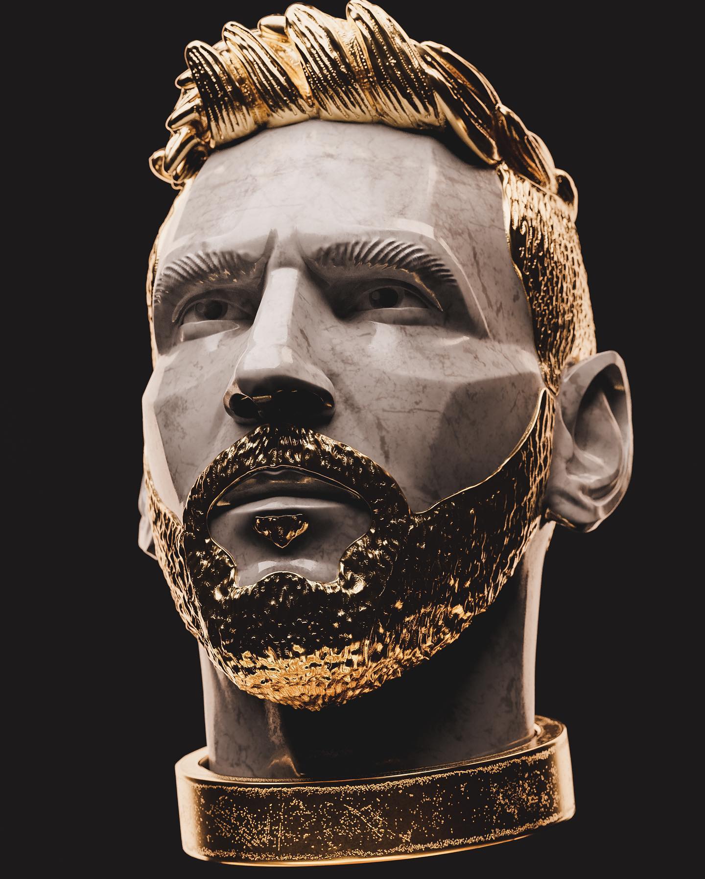 Figura personalizada 3D a partir de fotos con acabado mármol y oro