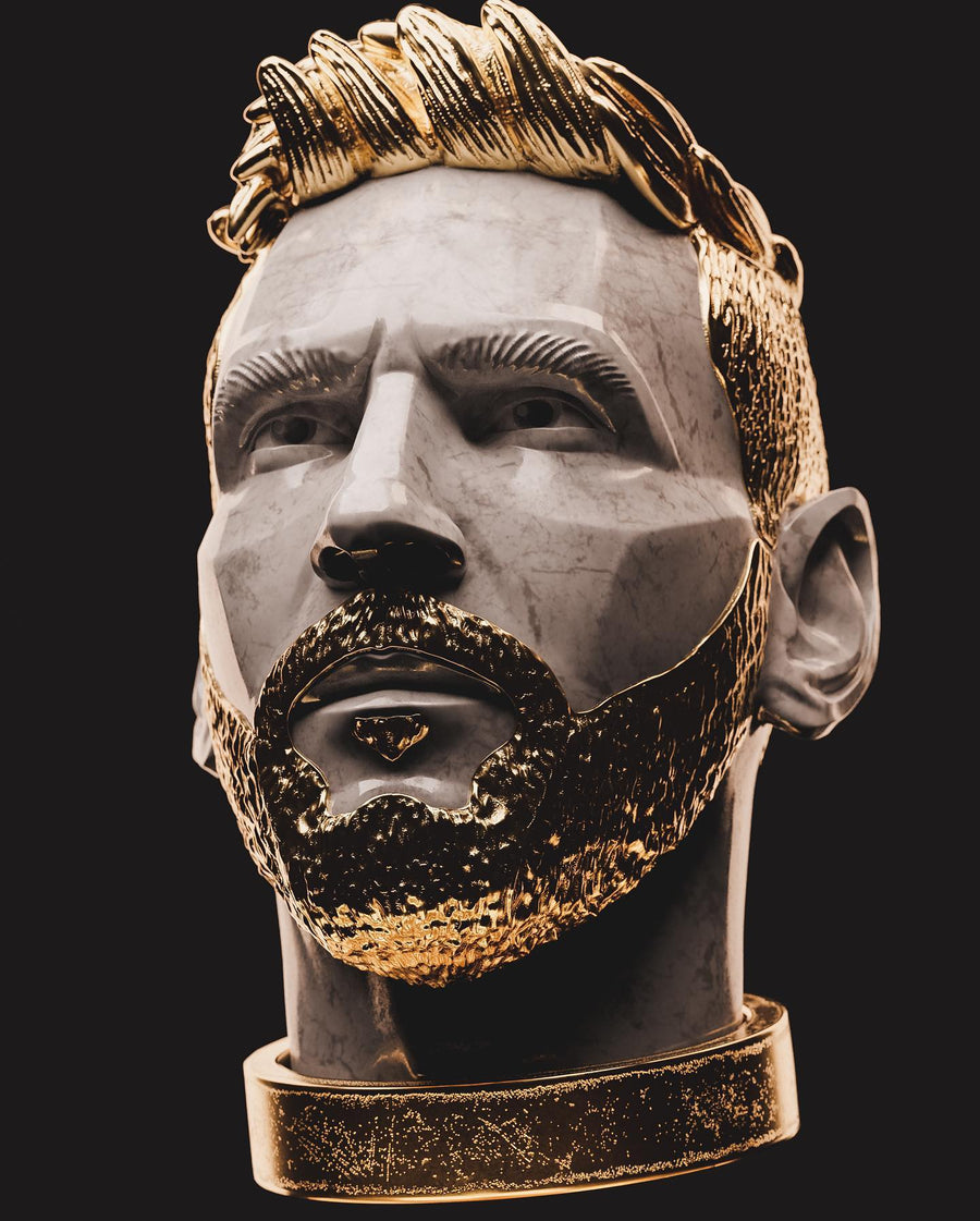 Figura personalizada 3D a partir de fotos con acabado mármol y oro