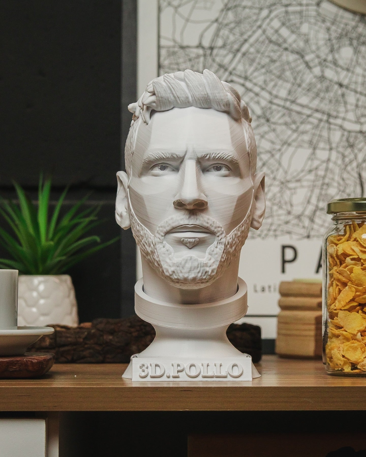 Busto de colección impreso en 3D en una estantería — regalos originales para hombres