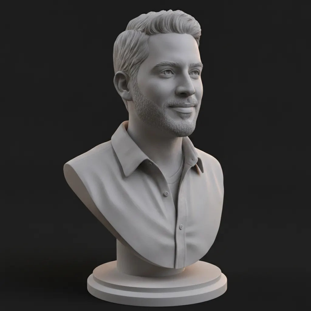 Modelado escultórico digital del personaje en arcilla gris